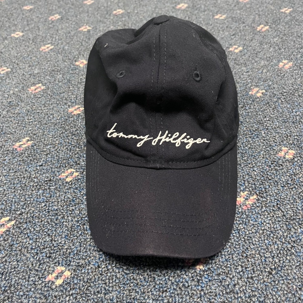 Tommy Hilfiger Mens Navy Script Logo Adjustable Dad Hat Baseball Cap One Size